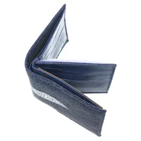 Carteira Compact De Couro Legítimo De Arraia Cor Azul Marinho - imagem 4