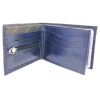 Carteira Compact De Couro Legítimo De Arraia Cor Azul Marinho - imagem 3