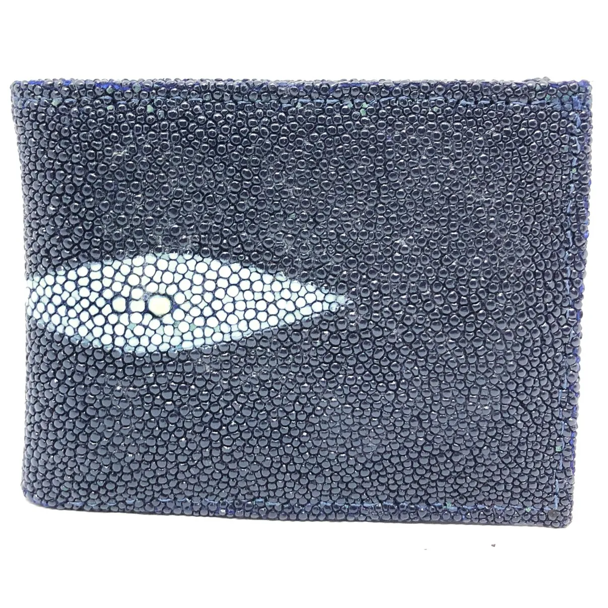 Carteira Compact De Couro Legítimo De Arraia Cor Azul Marinho
