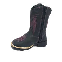 Bota Infantil de Couro Bovino Preto - Cano Alto, Bico Quadrado, Solado Flex Comfort - imagem 2