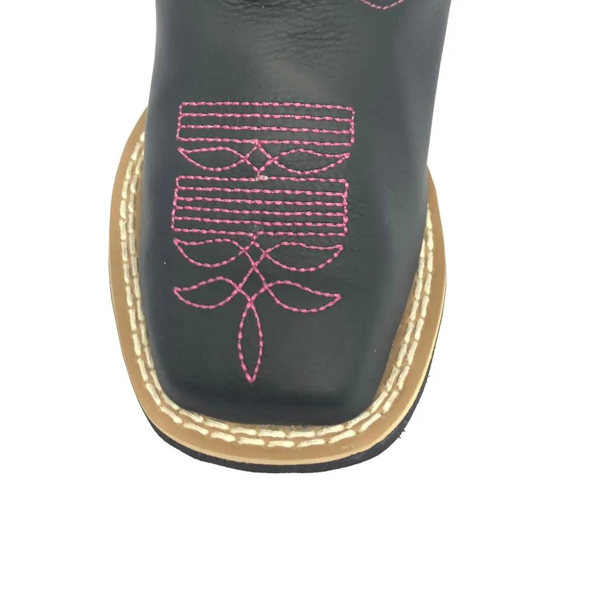 Bota Infantil de Couro Bovino Preto - Cano Alto, Bico Quadrado, Solado Flex Comfort