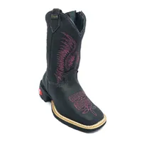 Bota Infantil de Couro Bovino Preto - Cano Alto, Bico Quadrado, Solado Flex Comfort - imagem 1