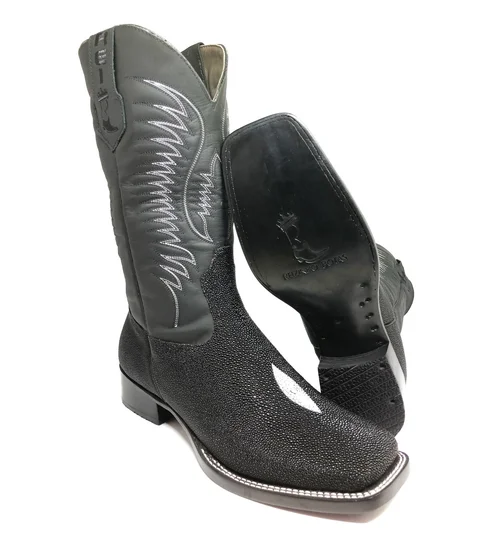 Bota Texana de Couro de Arraia Preta | Limited Edition | Linha Premium | Reizinho Botas