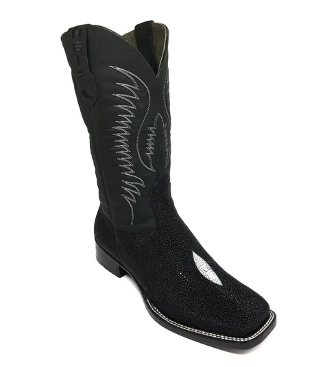 Bota Texana de Couro de Arraia Preta | Limited Edition | Linha Premium | Reizinho Botas