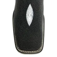 Bota Reizinho Premium Couro De Arraia Preta Limited Edition - Cano Alto, Bico Quadrado, Solado De Couro Artesanal - imagem 7