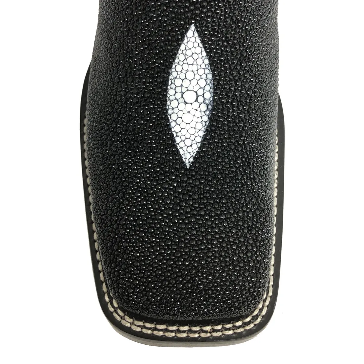 Bota Reizinho Premium Couro De Arraia Preta Limited Edition - Cano Alto, Bico Quadrado, Solado De Couro Artesanal