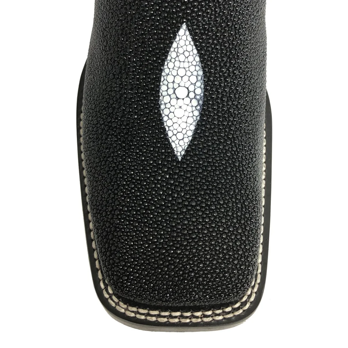 Bota Reizinho Premium Couro De Arraia Preta Limited Edition - Cano Alto, Bico Quadrado, Solado De Couro Artesanal