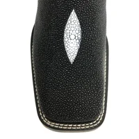 Bota Reizinho Premium Couro De Arraia Preta Limited Edition - Cano Alto, Bico Quadrado, Solado De Couro Artesanal - imagem 10