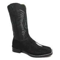 Bota Reizinho Premium Couro De Arraia Preta Limited Edition - Cano Alto, Bico Quadrado, Solado De Couro Artesanal - imagem 8