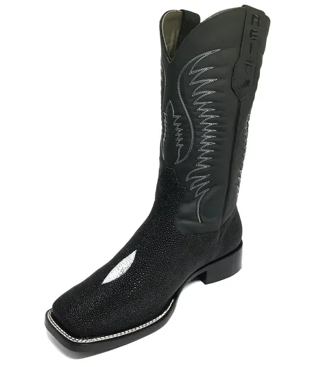 Bota Texana de Couro de Arraia Preta | Limited Edition | Linha Premium | Reizinho Botas