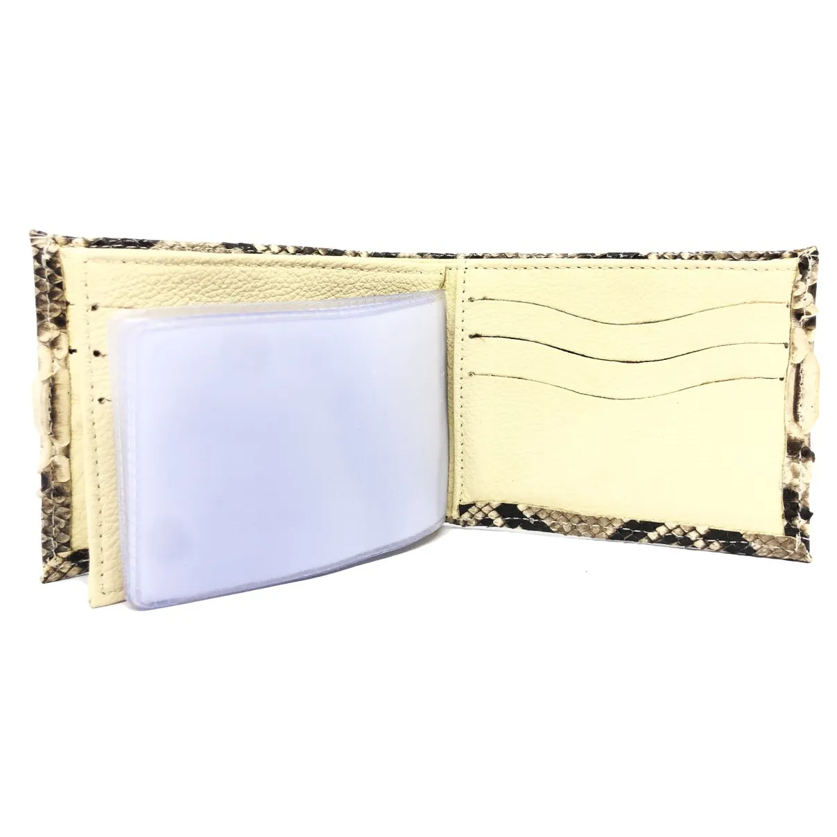 Carteira Compact De Couro Legítimo De Cobra Python Cor Natural