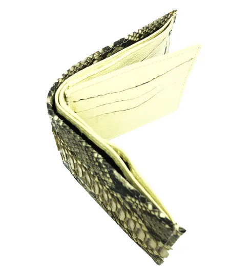 Carteira Compact De Couro Legítimo De Cobra Python Cor Natural
