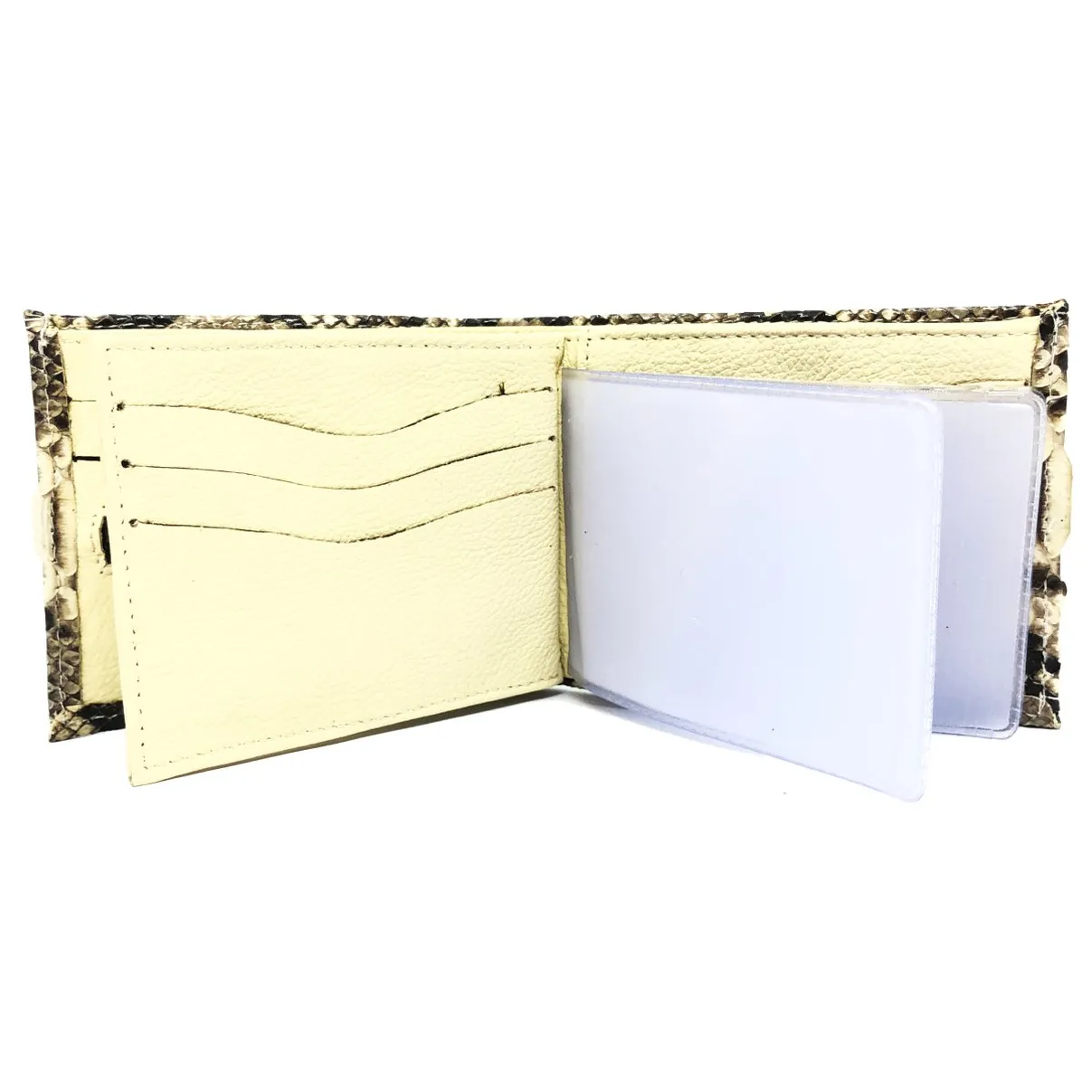 Carteira Compact De Couro Legítimo De Cobra Python Cor Natural