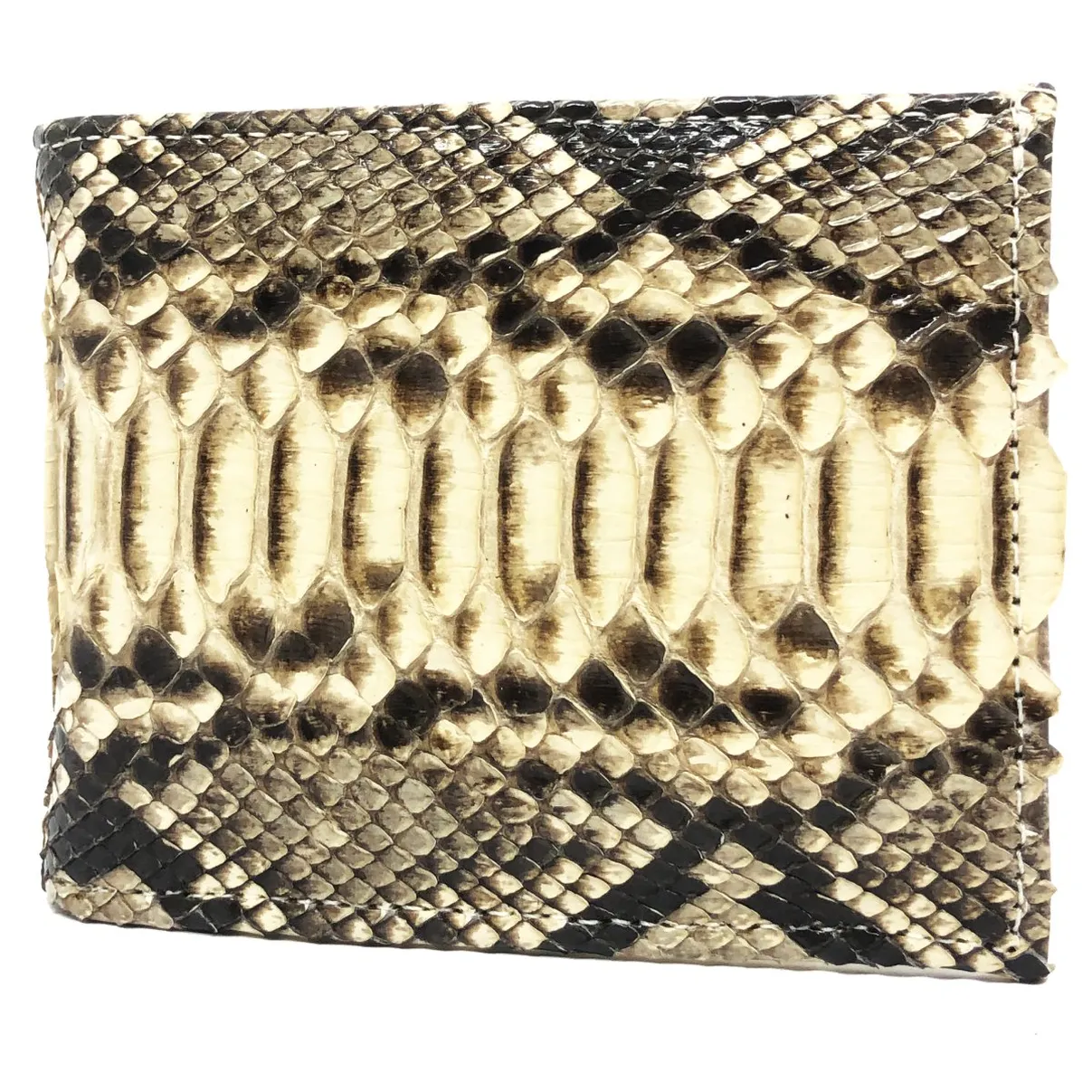 Carteira Compact De Couro Legítimo De Cobra Python Cor Natural