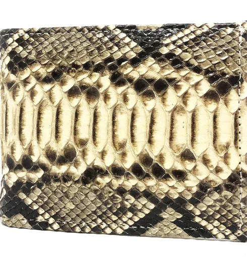 Carteira Compact De Couro Legítimo De Cobra Python Cor Natural