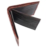 Carteira Compact De Couro Legítimo De Avestruz Cheio Cor Pinhão - imagem 2