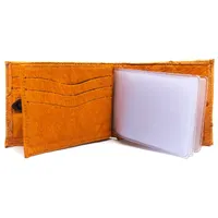 Carteira Compact De Couro Legítimo De Avestruz Cheio Na Cor Laranja - imagem 3