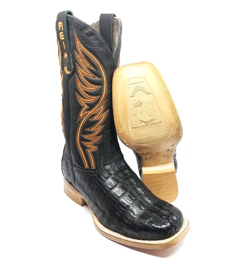 Bota Texana de Couro de Jacaré Preto Rabo | Limited Edition | Linha Premium | Reizinho Botas