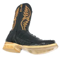 Bota Reizinho Premium Couro Jacaré Preto Rabo Limited Edition - Cano Alto, Bico Quadrado, Solado Couro Artesanal Injetad - imagem 7