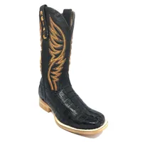 Bota Reizinho Premium Couro Jacaré Preto Rabo Limited Edition - Cano Alto, Bico Quadrado, Solado Couro Artesanal Injetad - imagem 6
