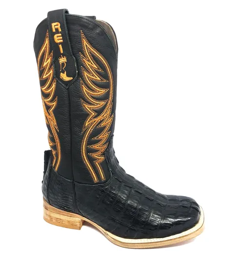 Bota Texana de Couro de Jacaré Preto Rabo | Limited Edition | Linha Premium | Reizinho Botas