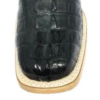 Bota Reizinho Premium Couro Jacaré Preto Rabo Limited Edition - Cano Alto, Bico Quadrado, Solado Couro Artesanal Injetad - imagem 5