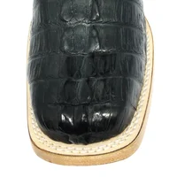 Bota Reizinho Premium Couro Jacaré Preto Rabo Limited Edition - Cano Alto, Bico Quadrado, Solado Couro Artesanal Injetad - imagem 5
