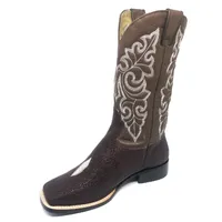 Bota Reizinho Premium Couro De Arraia Café Limited Edition - Cano Alto, Bico Quadrado, Solado Couro Artesanal - imagem 3
