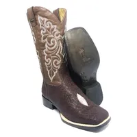 Bota Reizinho Premium Couro De Arraia Café Limited Edition - Cano Alto, Bico Quadrado, Solado Couro Artesanal - imagem 1