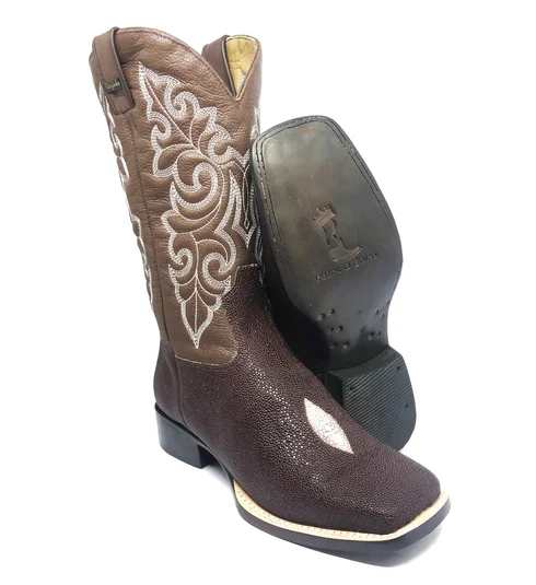 Bota Texana de Couro de Arraia Marrom Café | Limited Edition | Linha Premium | Reizinho Botas