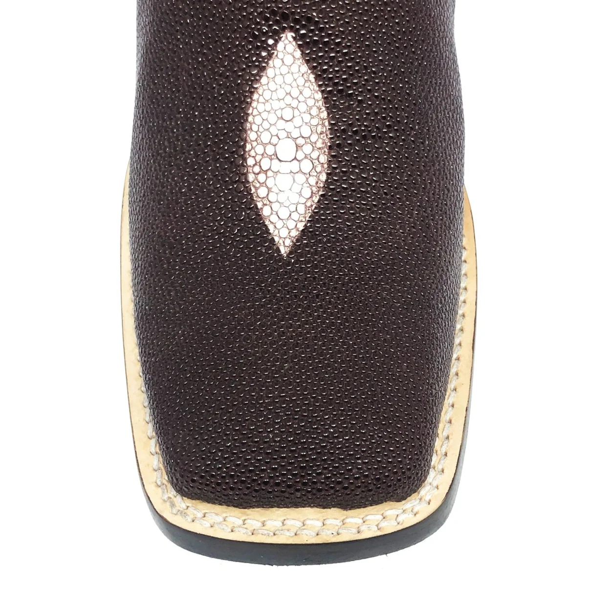 Bota Reizinho Premium Couro De Arraia Café Limited Edition - Cano Alto, Bico Quadrado, Solado Couro Artesanal