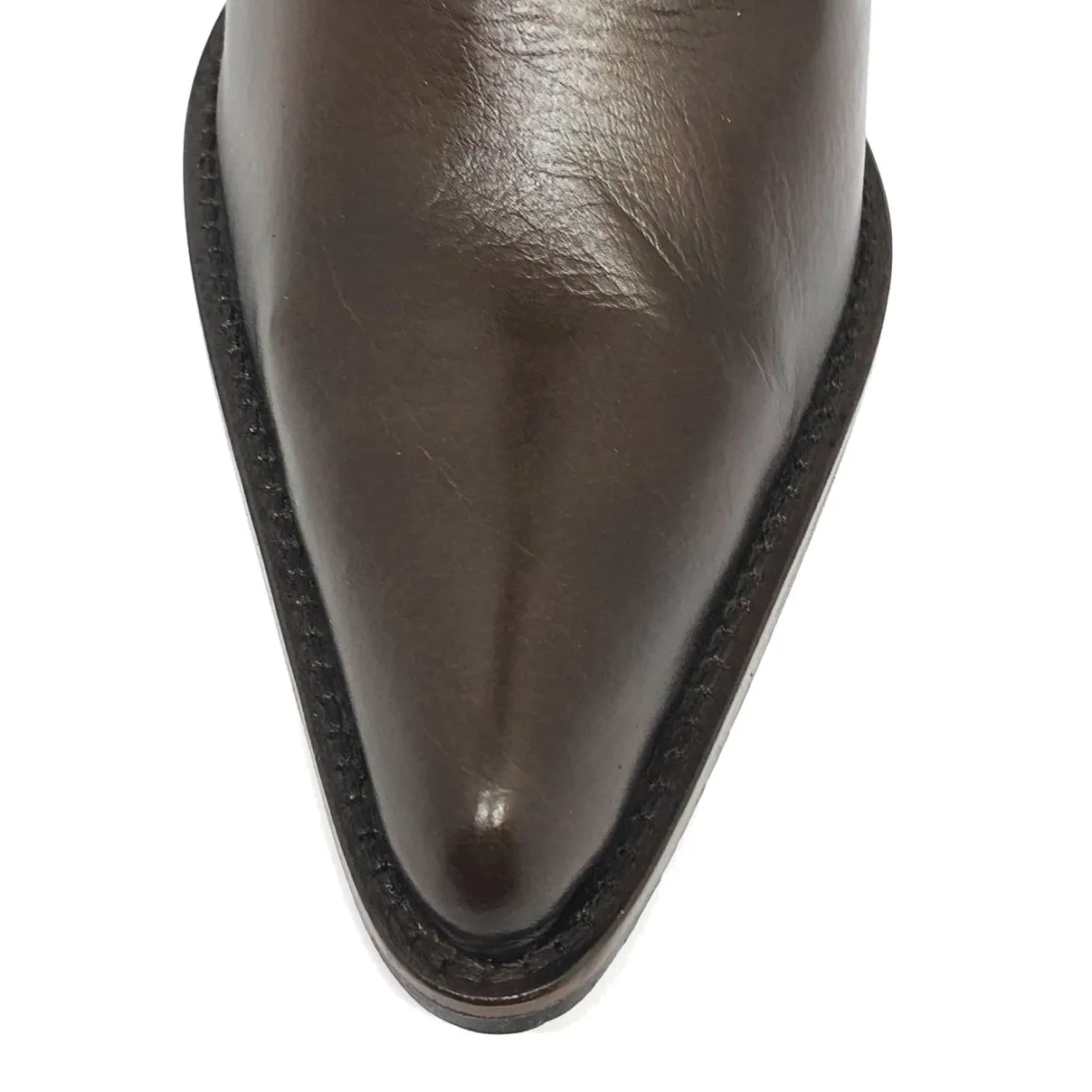 Bota Feminina De Couro Bovino Marrom - Cano Alto, Bico Fino