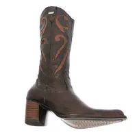 Bota Feminina De Couro Bovino Marrom - Cano Alto, Bico Fino - imagem 3