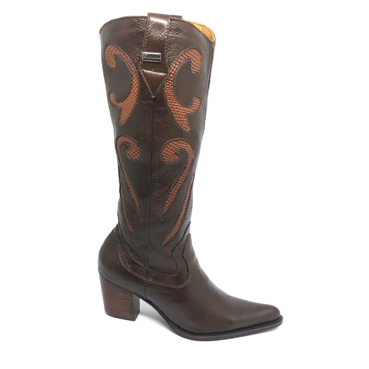Bota Feminina De Couro Bovino Marrom - Cano Alto, Bico Fino