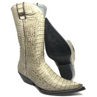 Bota Reizinho Premium Couro De Jacaré Ice Storm Limited Edition - Cano Alto, Bico Fino, Solado De Couro Artesanal - imagem 1