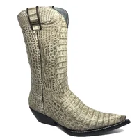 Bota Reizinho Premium Couro De Jacaré Ice Storm Limited Edition - Cano Alto, Bico Fino, Solado De Couro Artesanal - imagem 7