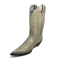 Bota Reizinho Premium Couro De Jacaré Ice Storm Limited Edition - Cano Alto, Bico Fino, Solado De Couro Artesanal - imagem 4