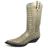 Bota Reizinho Premium Couro De Jacaré Ice Storm Limited Edition - Cano Alto, Bico Fino, Solado De Couro Artesanal - imagem 6