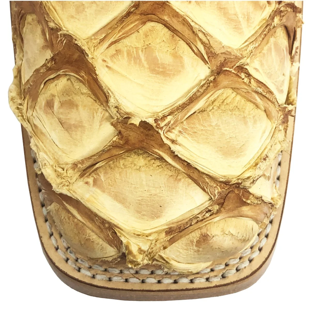 Bota Reizinho Premium Couro De Pirarucu Dry Cream Limited Edition - Cano Alto, Bico Quadrado Solado Couro Artesanal