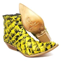 Bota Reizinho Premium Couro De Pirarucu Black Yellow Limited Edition - Cano Curto, Bico Fino, Solado De Couro Artesanal - imagem 1
