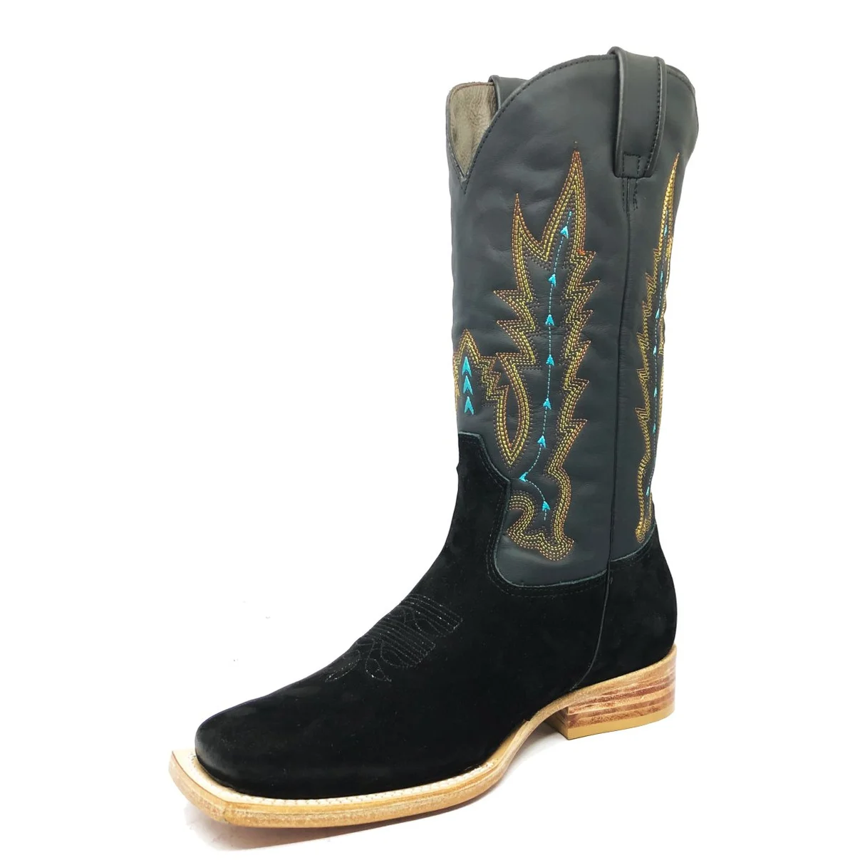 Bota Reizinho Premium Couro Bovino Bufalada Preta Limited Edition - Cano Alto, Bico Quadrado, Solado De Couro Artesanal