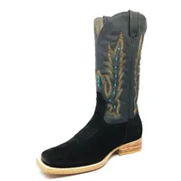 Bota Reizinho Premium Couro Bovino Bufalada Preta Limited Edition - Cano Alto, Bico Quadrado, Solado De Couro Artesanal - imagem 2