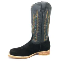 Bota Reizinho Premium Couro Bovino Bufalada Preta Limited Edition - Cano Alto, Bico Quadrado, Solado De Couro Artesanal - imagem 3