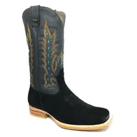 Bota Reizinho Premium Couro Bovino Bufalada Preta Limited Edition - Cano Alto, Bico Quadrado, Solado De Couro Artesanal - imagem 6