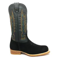 Bota Reizinho Premium Couro Bovino Bufalada Preta Limited Edition - Cano Alto, Bico Quadrado, Solado De Couro Artesanal - imagem 4