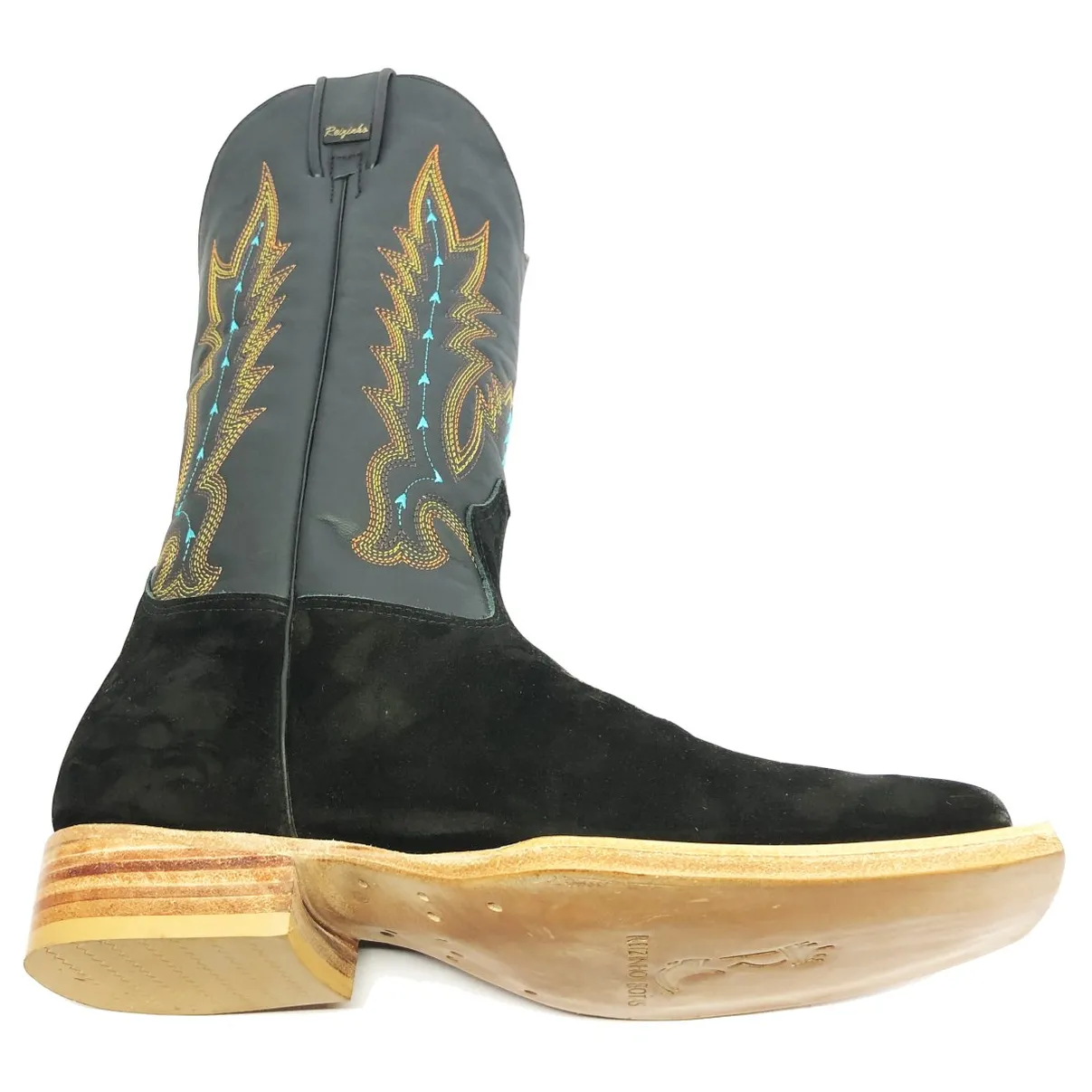 Bota Reizinho Premium Couro Bovino Bufalada Preta Limited Edition - Cano Alto, Bico Quadrado, Solado De Couro Artesanal