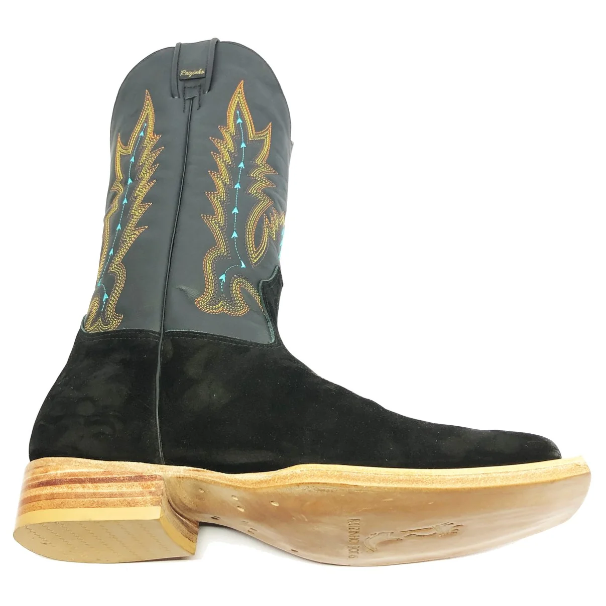 Bota Reizinho Premium Couro Bovino Bufalada Preta Limited Edition - Cano Alto, Bico Quadrado, Solado De Couro Artesanal