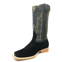 Bota Reizinho Premium Couro Bovino Bufalada Preta Limited Edition - Cano Alto, Bico Quadrado, Solado De Couro Artesanal - imagem 2