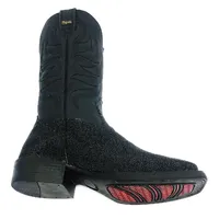 Bota de Couro de Arraia Preta - Cano Alto, Bico Quadrado, Solado S-Flex Artesanal - imagem 3