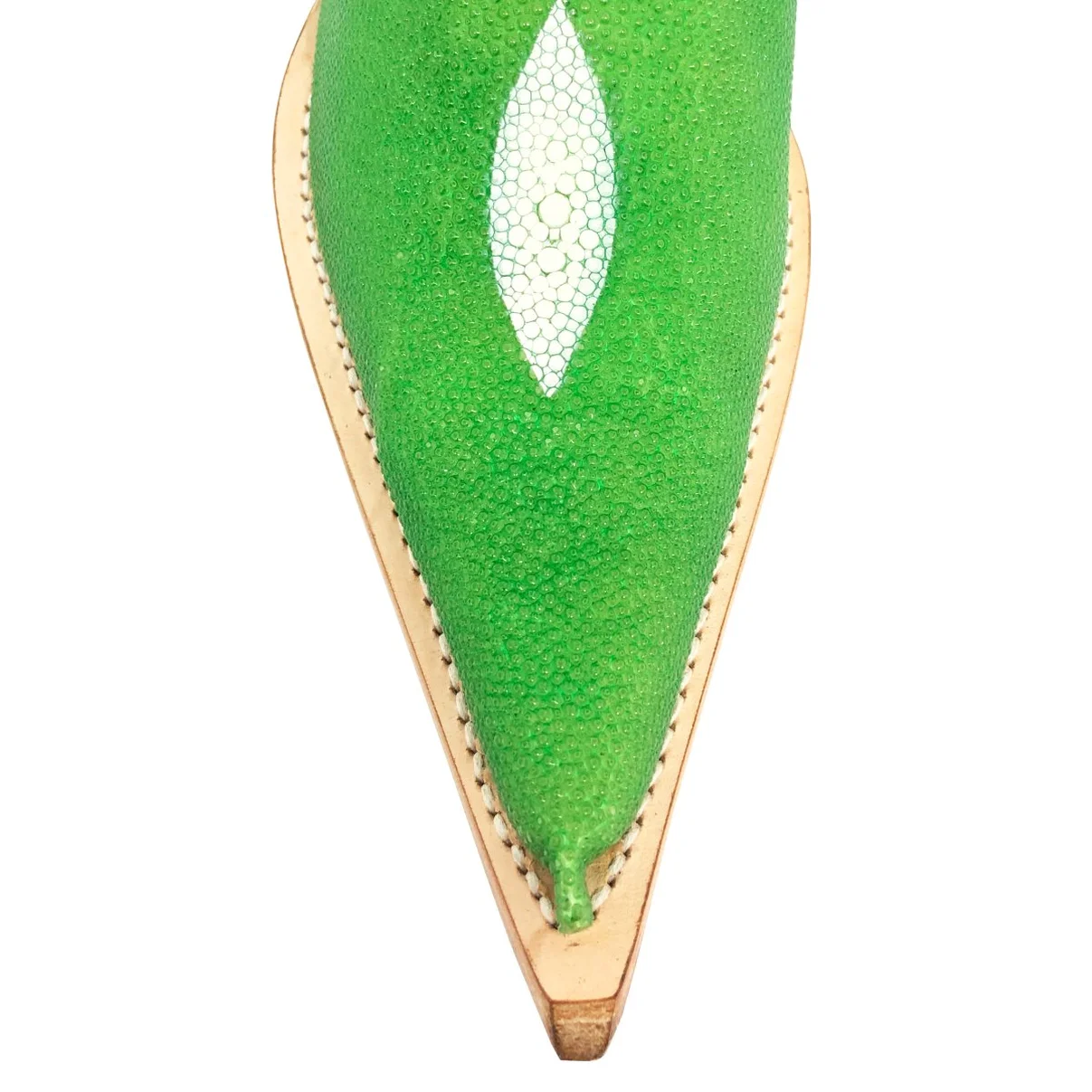 Bota Reizinho Premium Couro De Arraia Green Limited Edition - Cano Curto, Bico Fino, Solado De Couro Artesanal